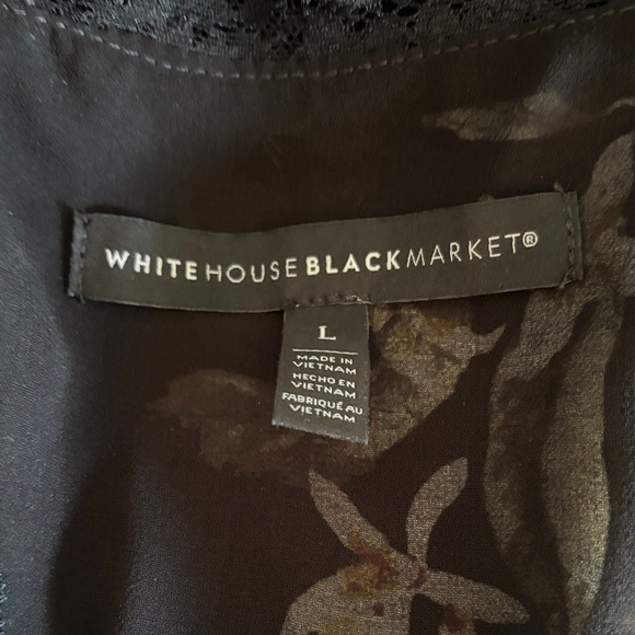 White House Black Market Sunflower Print Blouse - Black and Yellow - Picture 3 of 4